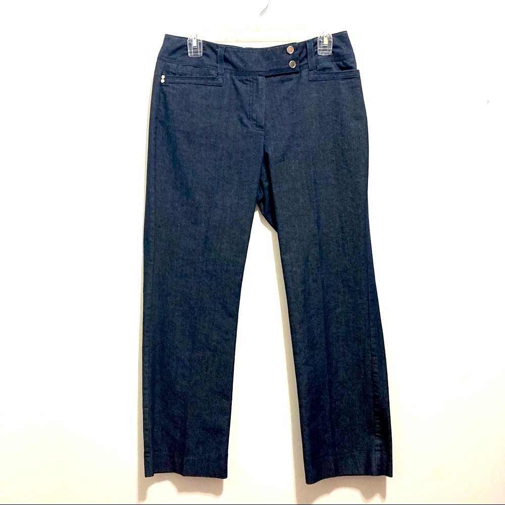 Sharagano Women’s Navy Blue Denim-Like Slim Ankle Pants